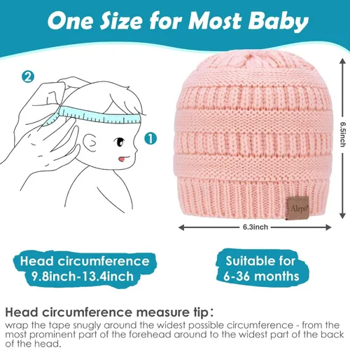 Miniatura 3 de Alepo Paquete de 3 gorros de invierno para niñas y niños, con forro polar suave y cálido, gorro de invierno para recién nacidos, niños pequeños