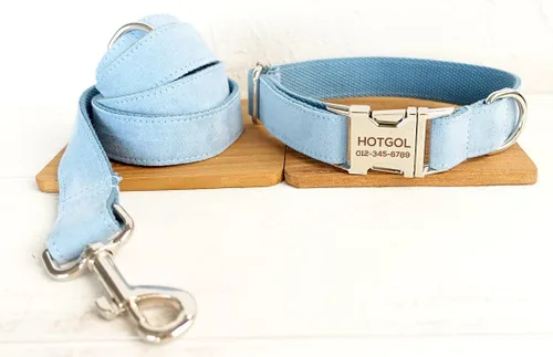 Miniatura 2 de Collares de perro personalizados con identificador de nombre grabado personalizado para mascotas para razas pequeñas medianas grandes (XS, azul)
