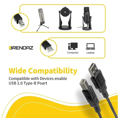 Miniatura 2 de BRENDAZ Cable USB de 1 pie compatible con micrófono USB Samson G-Track Pro y micrófono condensador USB C01U Pro (1 pie)