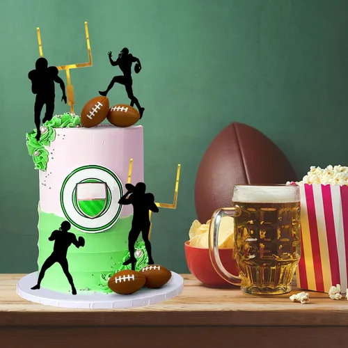 Miniatura 4 de 24 piezas de decoración de pasteles de fútbol para jugadores de pelota de rugby para fiesta de cumpleaños temática de fútbol, suministros de fiesta