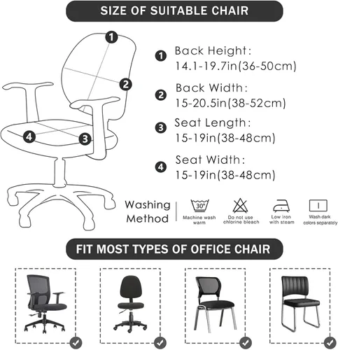 Miniatura 3 de Forcheer - Fundas elásticas para silla de oficina de Jacquard, resistentes al agua, 2 piezas para sillas de escritorio o de la computadora