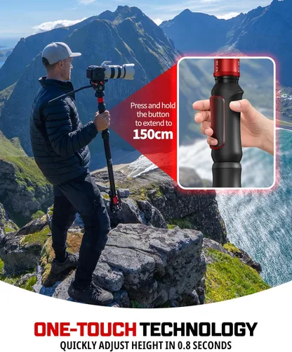Miniatura 3 de IFOOTAGE Cobra 3 Strike A150S - Soporte monopie para cámara con pedal, monopie de elevación de un toque con liberación rápida para fotografiar