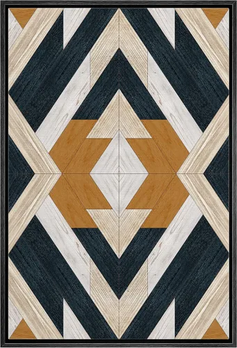 Miniatura 14 de IDEA4WALL Lienzo enmarcado para pared, decoración occidental, collage de polígonos de diamantes, paneles geométricos abstractos de madera, arte