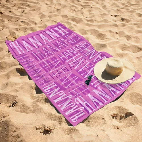 Miniatura 4 de Toalla de playa con nombre personalizado para adultos, niños, toalla de playa súper suave de secado rápido para niñas y niños, toalla de playa