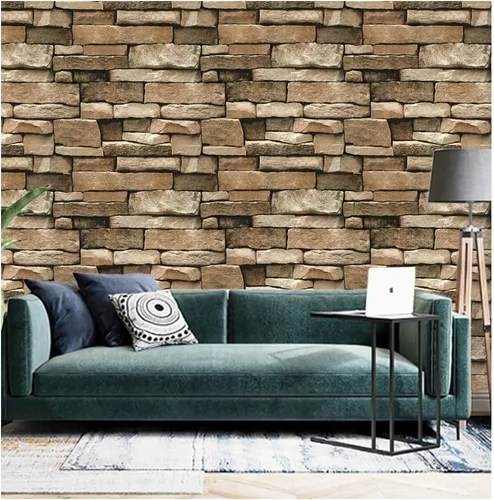 Miniatura 2 de D1016 - Papel tapiz de piedra autoadhesivo, removible, de vinilo de 1.48 x 16.4 pies, para sala de estar, dormitorio, cocina, decoración de pared