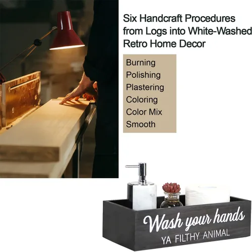 Miniatura 3 de Caja de Decoración para Baño, Canasta de Papel Higiénico con Letreros de 2 Lados Estilo Granja, Canasta para Inodoro Tank Topper Decoración Rústica