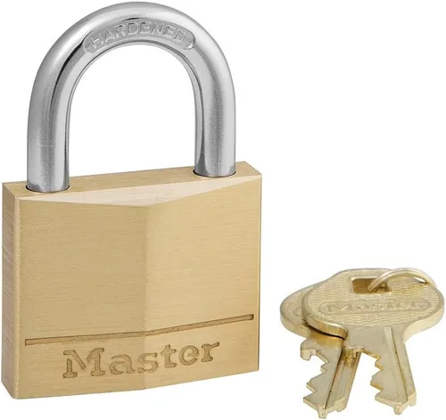 Miniatura 12 de Master Lock 140T Candado de latón sólido con llave, paquete de 2