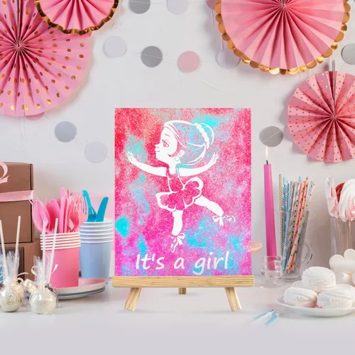 Miniatura 7 de FETTIPOP Lienzo de arte mágico, exponiendo arte de arena (revelación de género - It's a Girl - Glitter) - Anuncio sorpresa de embarazo de baby