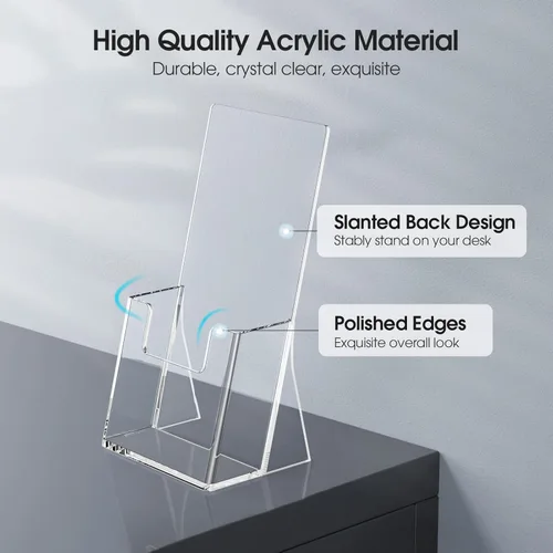 Miniatura 3 de MaxGear Soporte acrílico para folletos de 4 pulgadas, soporte de plástico transparente para libros, libros, revistas, menús, organizador multiusos
