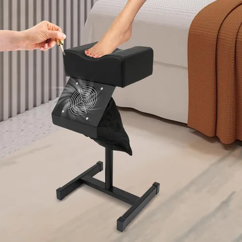 Miniatura 4 de Reposapiés de pedicura, taburete de pedicura con ventilador de limpieza de polvo, reposapiés ajustable, sillas de masaje para el cuidado de los Negro
