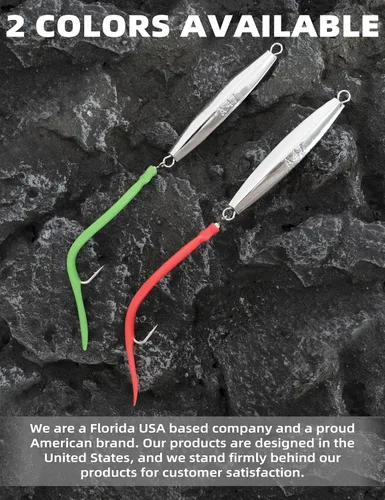 Miniatura 6 de BLUEWING Diamond Jigs - Señuelo de pesca para agua salada, 1 oz, 2 onzas, 3 onzas, 4 onzas, 1 pieza con cola de tubo dividido y gancho de acero Rojo