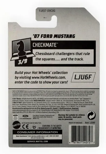Miniatura 2 de Hot Wheels 2018 50 aniversario Checkmate '07 Ford Mustang (Knight) 165/365, negro