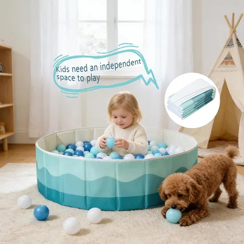 Miniatura 3 de Piscina de bolas de 40 pulgadas para niños pequeños y mascotas, pelota plegable para bebés, corralito de juegos y valla con bolsa de almacenamiento