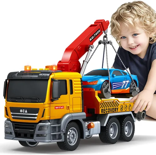 Miniatura 11 de Bstoyder Juguetes para niños de 3, 4, 5, 6, 7, 8 años, gran camión excavadora con luces, sonidos, camión juguete de fricción para niños pequeños