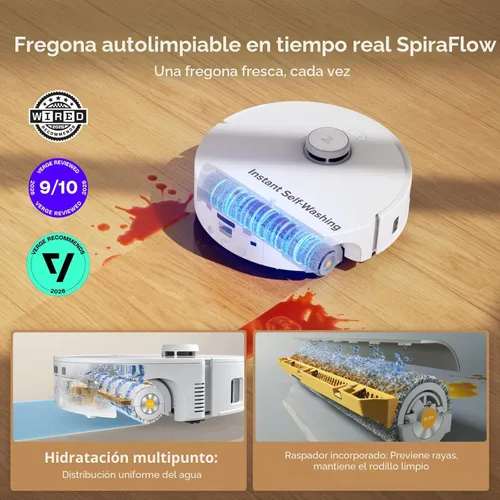 Miniatura 2 de roborock Qrevo - Robot aspirador y trapeador Curv 2, trapeador con rodillo autolimpiante en tiempo real SpiraFlow, 20,000 Pa, sistema dual sin