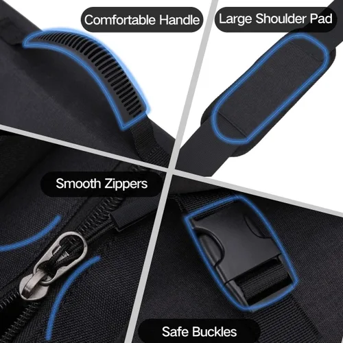Miniatura 5 de Bolsa de mensajero para hombre, ligera, resistente al agua, 15.6 pulgadas, bolsa para laptop, bolsa de hombro para oficina de negocios Negro