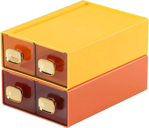 Miniatura 17 de Amplios cajones de escritorio, organizador de escritorio apilable, caja de almacenamiento de plástico para oficina, escuela y suministros para el 4