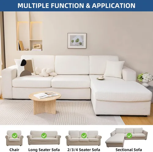 Miniatura 2 de Eismodra - Funda de sofá modular y en forma de L, funda para chaise longue, funda elástica mágica para sofá de 3 cojines en forma de L, funda