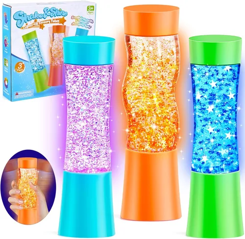 Subao Paquete de 3 Tubos Sensoriales Luminosos Artículos para Alivio de Ansiedad, Juguetes Fidget para Niños y Adultos, Juguetes Sensoriales para