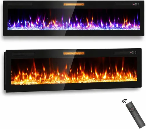 Miniatura 7 de Chimenea eléctrica ultrafina de 50 pulgadas, montada en la pared e independiente, inserto de chimenea LED, chimenea de pared para sala