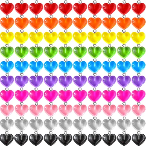 Hicarer Encantos Colgantes en Forma de Corazón Amorosos Coloridos, Encantos de Caramelo en Forma de Corazón para Llaveros, Collares, Pendientes,