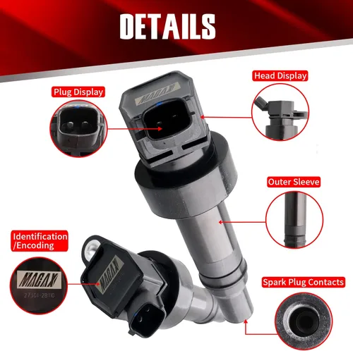 Miniatura 4 de Juego de 4 bobinas de encendido turboalimentadas UF707 27301-2B110 compatibles con Hyundai Kia Forte Veloster Koup 1.6L L4 - Reemplaza B284 C936