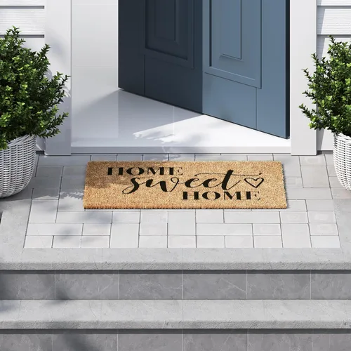 Miniatura 4 de Barnyard Designs Felpudo de bienvenida para exteriores, alfombra grande de entrada para puerta principal, marrón (Home Sweet Home, 30" x 17")
