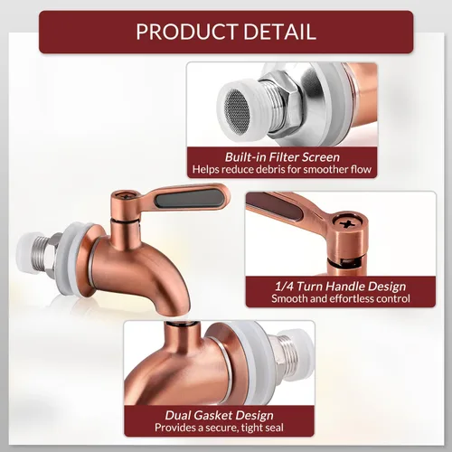 Miniatura 4 de Espiga de repuesto de acero inoxidable para dispensador de bebidas,Caño de metal para jarra dispensador de bebidas,Grifo de reemplazo