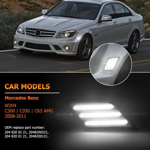 Miniatura 2 de POPMOTORZ Conjunto de luces de señal intermitente de lente blanca para parachoques delantero completo LED, kit de lámparas de marcador lateral