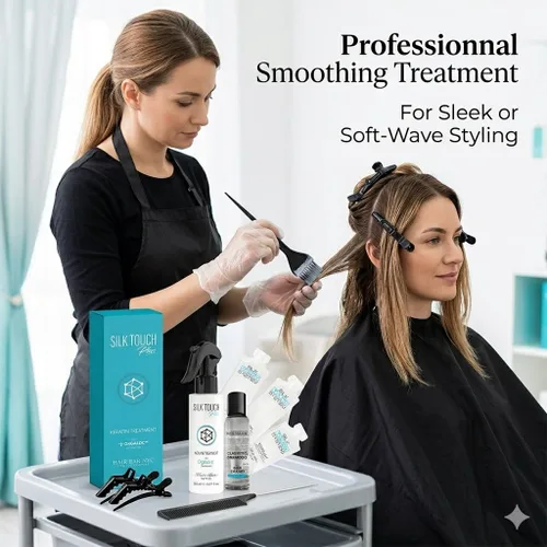 Miniatura 5 de Hair Bar NYC DYI Silk Touch Plus - Kit de tratamiento suavizante de queratina para el hogar, vegano y sin formaldehído, fabricado en Italia