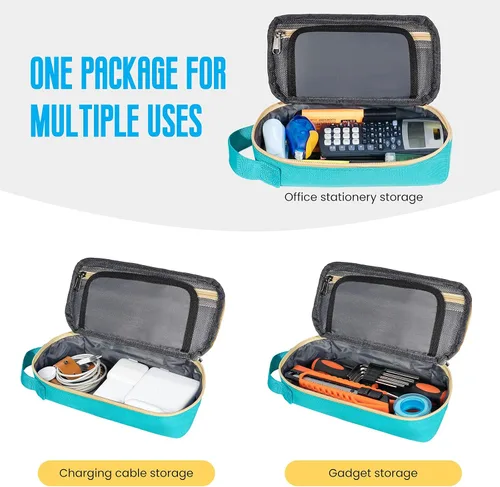 Miniatura 7 de Estuche grande para lápices, estuche duradero para bolígrafos con gran capacidad, bolsa de papelería portátil minimalista con asa para escuela