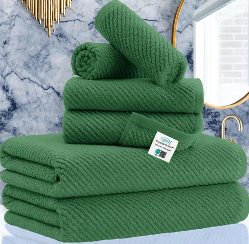 Miniatura 75 de VOOVA & MOVAS Toallas de baño amarillas – 100% algodón Secado rápido Peso Gruesas Suave, juego de 6 toallas de baño, 2 toallas grandes de 30