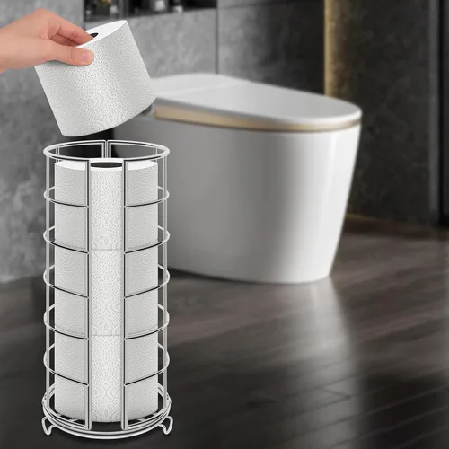 Miniatura 8 de NearMoon soporte organizador de papel higiénico, soporte independiente para 3 rollos de almacenamiento de tisú, accesorio de baño de metal, soporte