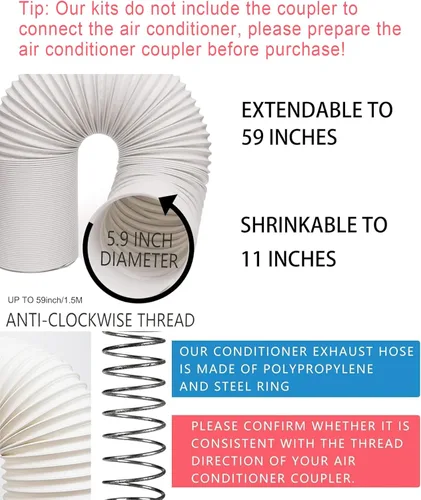 Miniatura 2 de Kit de ventilación portátil de ventana de CA, kit de ventana deslizante vertical/horizontal ajustable para unidad de CA, sello de ventana de CA