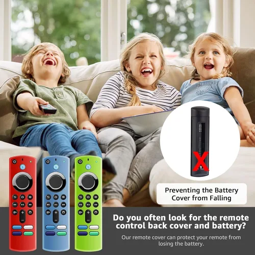 Miniatura 4 de Paquete de 3 fundas de silicona para control remoto Fire TV Stick 4K/Alexa Voice Remote 3ª generación, funda protectora de silicona antideslizante