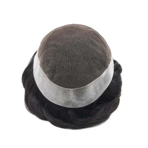 Miniatura 47 de Toupee para hombres Piezas de cabello humano real Encaje suizo para hombres Toupee unidades de cabello humano europeo para hombres Hairpieces