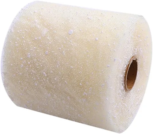 Papel de malla para envolver flores, 1 rollo de 16 yardas y 6 pulgadas de ancho con puntos de nieve para envolver flores, papel de malla de tul,