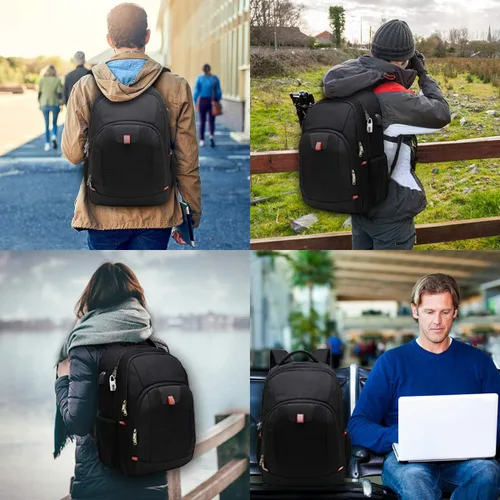 Miniatura 6 de Della Gao Mochila para computadora portátil para hombres, mochila grande antirrobo de viaje de negocios con puerto de carga USB, bolsa