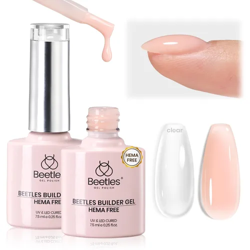 Miniatura 17 de Beetles Gel Constructor para Uñas, 3 Piezas de Gel Constructor de Uñas Transparente con Base y Capa Superior para Fortalecimiento de Uñas