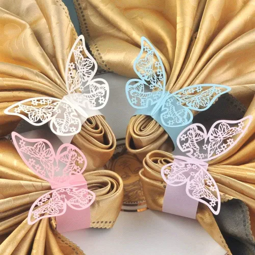 Miniatura 3 de 50 servilleteros de mariposa cortados con láser para cenas, mesas, diarios, bodas, aniversarios, fiestas, decoración de baby shower, suministros
