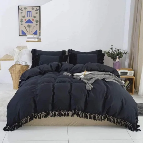 Miniatura 7 de Edredón hippie puro con borlas para dormitorio, manta bohemia con flecos indios, funda de edredón de algodón para mujer con fundas de almohada