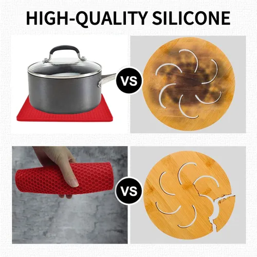 Miniatura 5 de Salvamanteles de silicona para ollas y sartenes calientes, 4 soportes flexibles multiusos para ollas calientes, resistentes al calor para platos