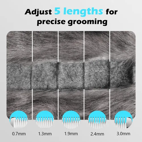 Miniatura 5 de Cortapelos para gatos con hoja 5 en 1, kit de aseo para gatos, recortadora de pelo recargable inalámbrica, cuchilla de acero inoxidable desmontable