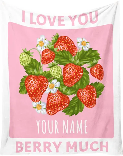 Miniatura 13 de Manta de fresa, 30 x 40 pulgadas, bonita manta de frutas para mujeres y niñas, suave y acogedora, mantas de franela para sofá, cama