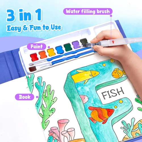Miniatura 3 de JoyCat Libros de pintura con agua para colorear para niños pequeños, juegos de pintura de acuarela para niños de 3 a 5 años, 4 a 8 años, actividades