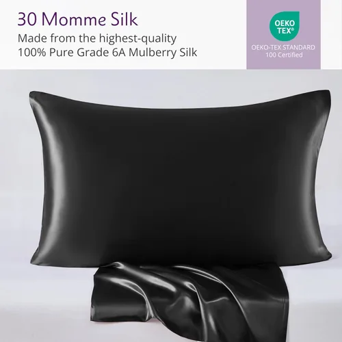 Miniatura 2 de Mulberry Park 30 Momme 100% Pure Mulberry Silk Pillowcase - Luxury Charmeuse Weave for Hair and Skin, Cooling Silk Pillow Cover for Beauty Sleep