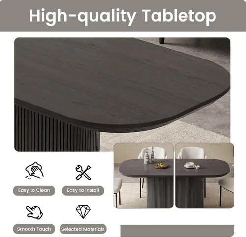 Miniatura 5 de Guyii Juego de mesa de comedor ovalada de 63 pulgadas con sillas, juego de mesas de comedor de 6 asientos para 7 piezas, juego de mesa de comedor