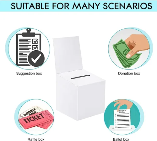 Miniatura 4 de Paquete de 30 urnas para rifas con ranura, caja de boletos de cartón con ranura, 6 x 6 x 6 pulgadas blanco (30pcs-White)