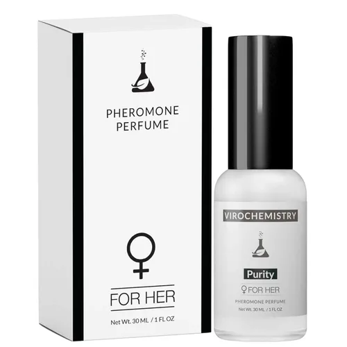 Feromonas para mujeres (pureza) - Espray de perfume corporal de fragancia orgánica elegante y ultra fuerte (1 onza en aerosol) (feromonas de grado
