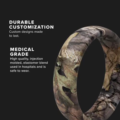 Miniatura 3 de Groove Life Mossy Oak - Anillo de silicona de camuflaje para mujer, anillos de boda de goma transpirable para mujer, cobertura de por vida, diseño